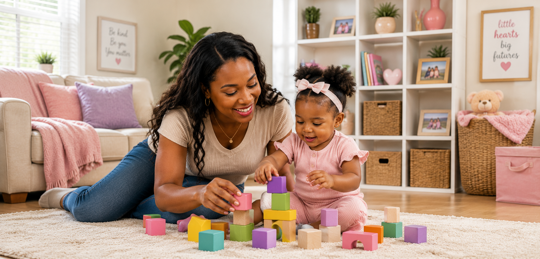 Caregiver reading with children